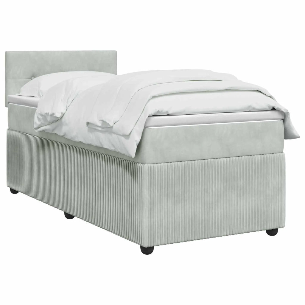 Letto con Box Spring, Materasso e LED Grigio Chiaro 90 x 190 cm 3453247