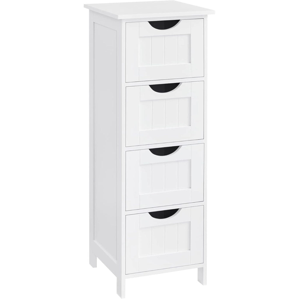 Mobiletto da Bagno Salvaspazio con 4 Cassetti in Legno Bianco