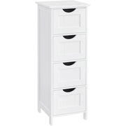 Mobiletto da Bagno Salvaspazio con 4 Cassetti in Legno Bianco