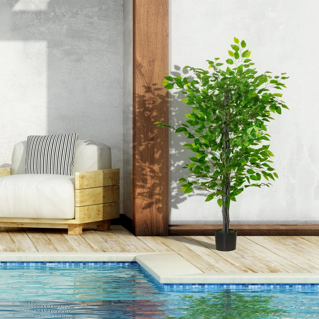 Ficus Artificiale 135cm ¨C Xylo ¨C Verde con Vaso per Interno/Esterno