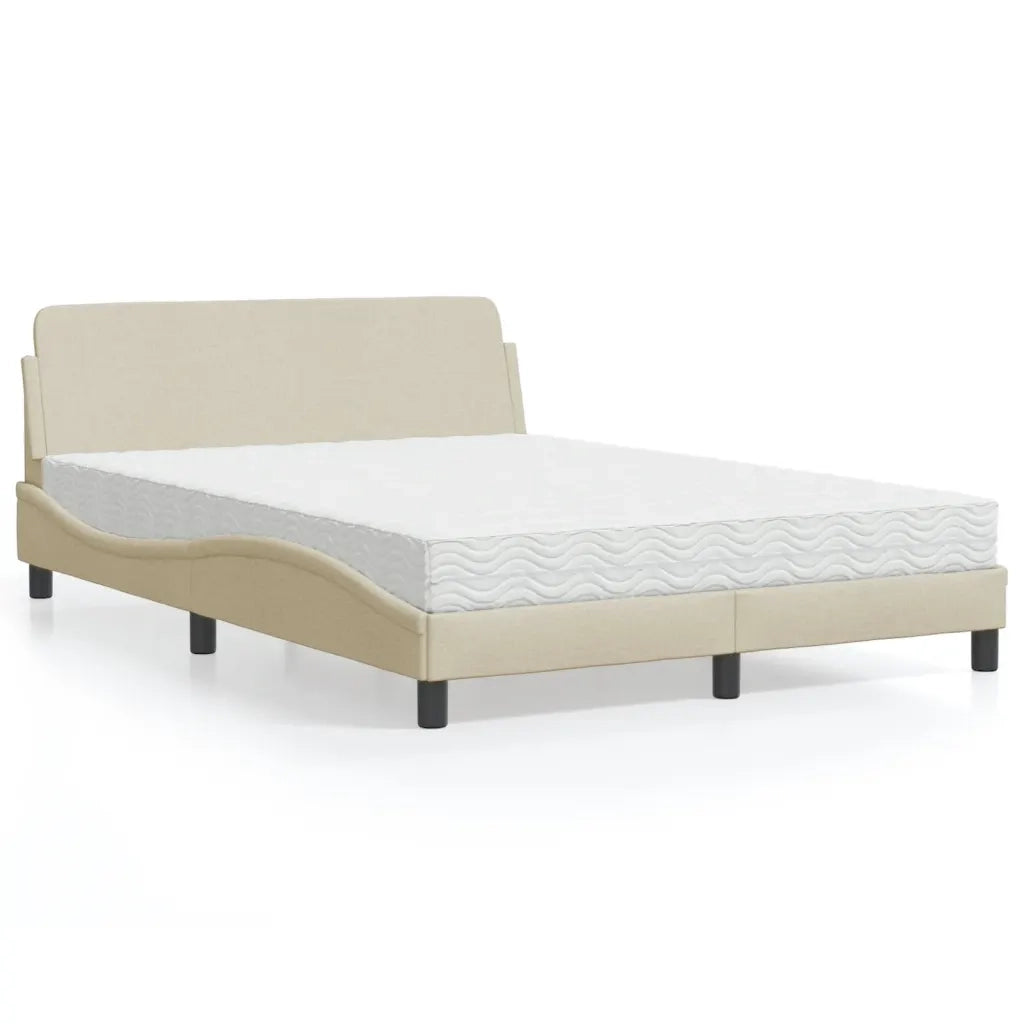 Letto con Materasso Dover Crema 140x19 cm in Tessuto