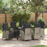 Set da Pranzo per Giardino 7 pcs Grigio chiaro polyrattan
