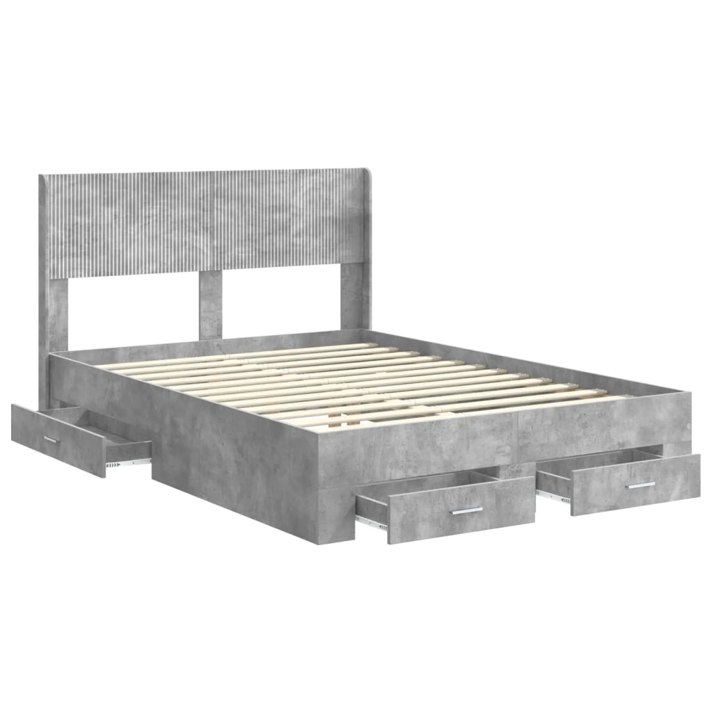 Struttura del letto con stoccaggio e testata Grigio Cemento 3414462