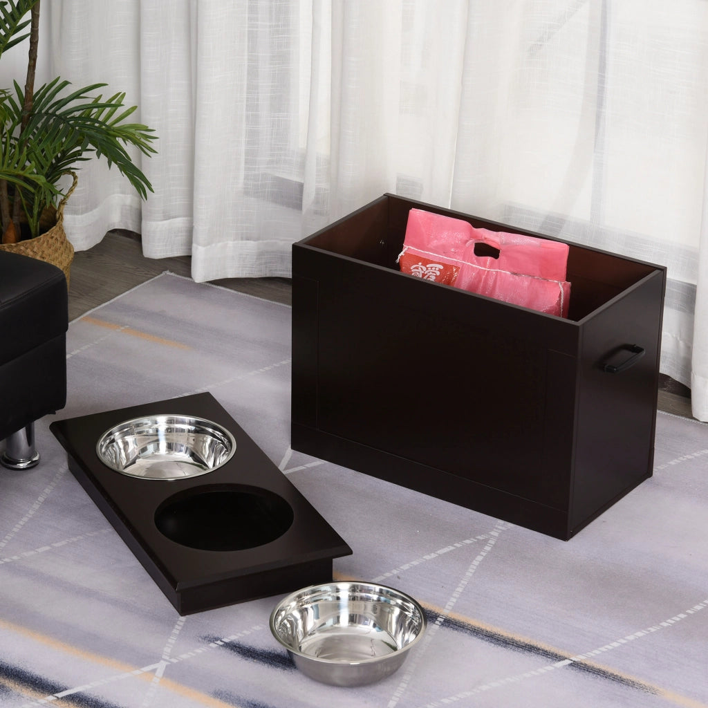 Ciotola per Cani e Gatti Sollevata ¨C Minimal ¨C Legno Chiaro 60x30x41 cm