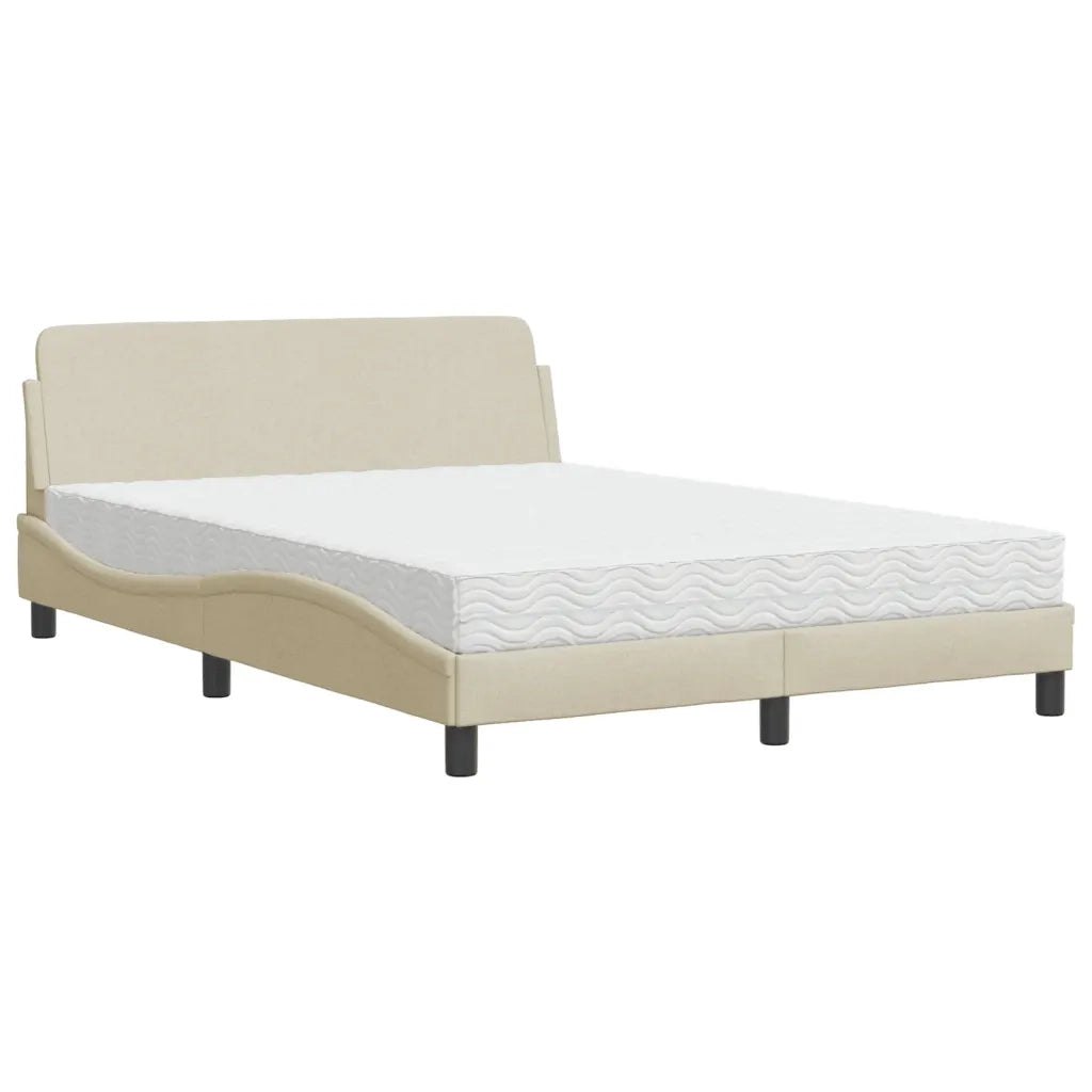 Letto con Materasso Dover Crema 140x19 cm in Tessuto