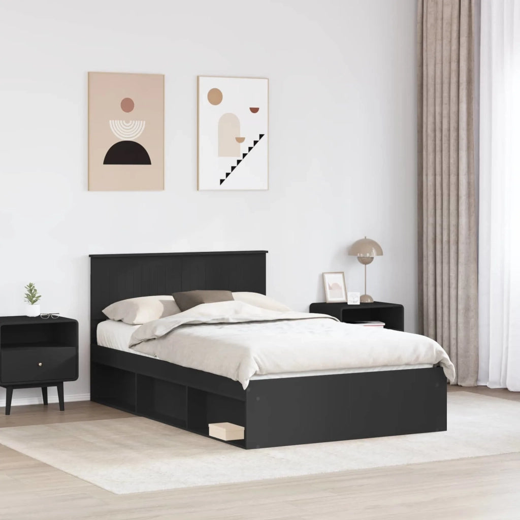 Letto matrimoniale | Letto per adulti | Struttura del letto Nero 120 x 200 cm Pino massello