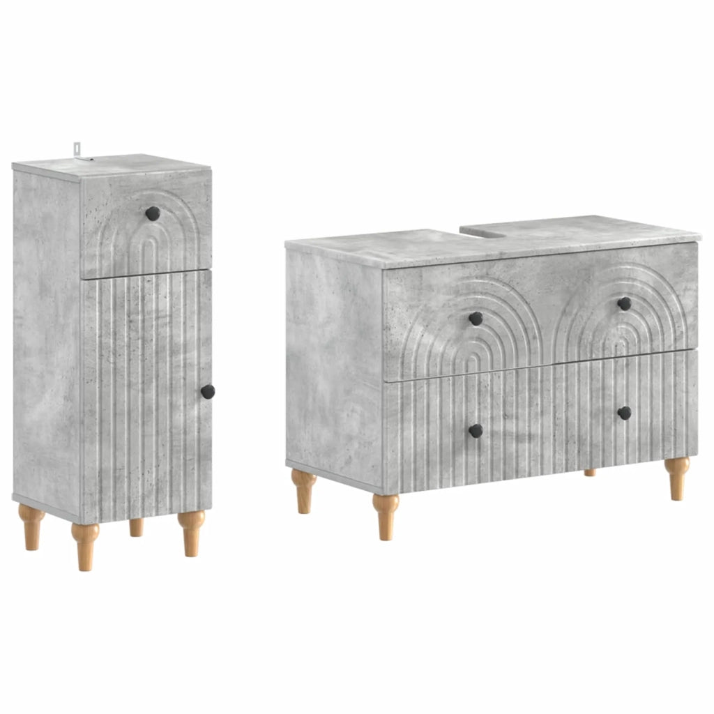 Set di Armadi da Bagno da 2 Pezzi ALKMAAR Grigio Cemento 3417669