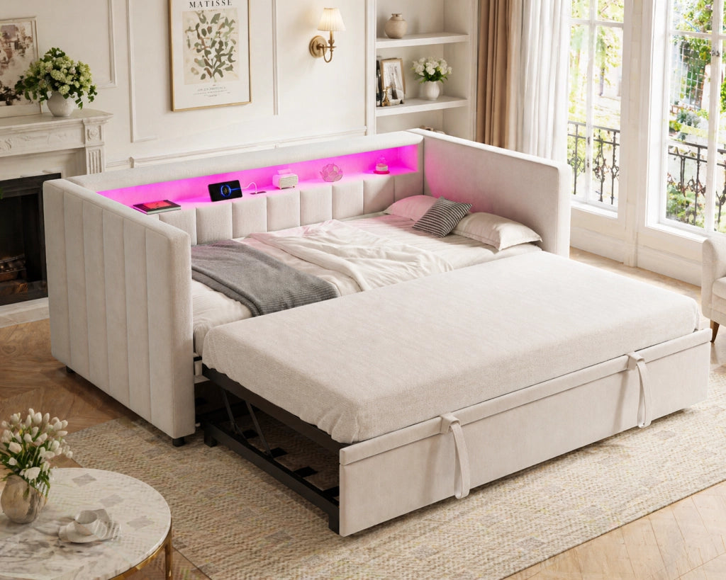Divano letto con funzione letto estraibile velluto 90x190 cm