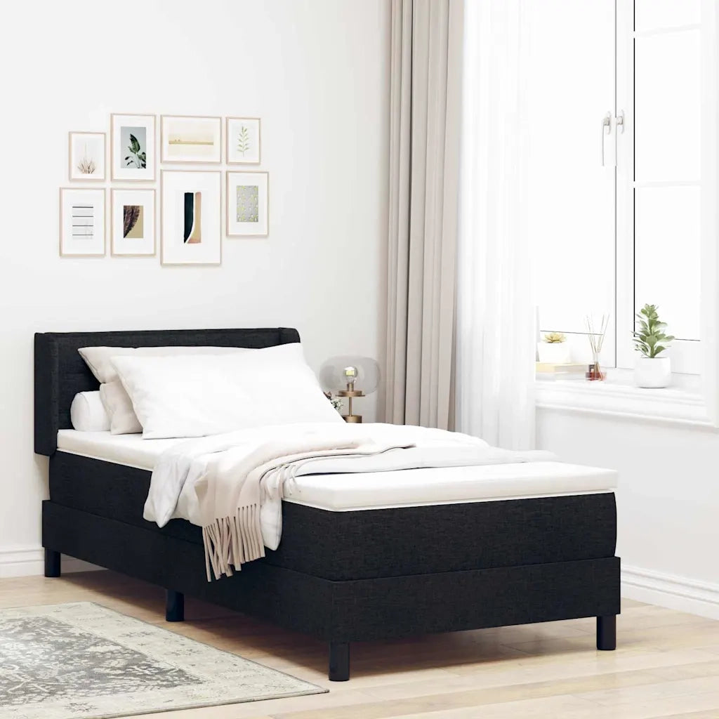 Letto a molle con testiera Nero 200 x 90 cm Tessuto 3341022
