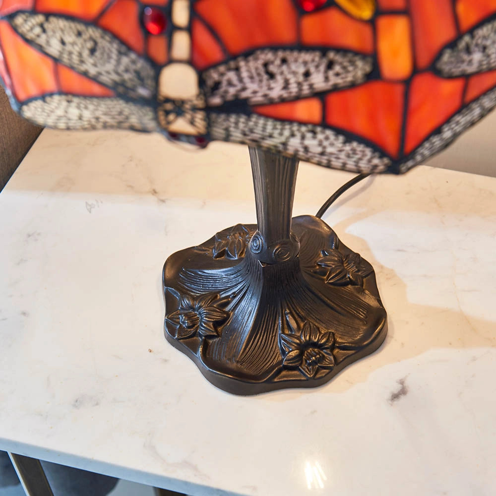Lampada da tavolo Tiffany Dragonfly Flame 2xE27 rossa