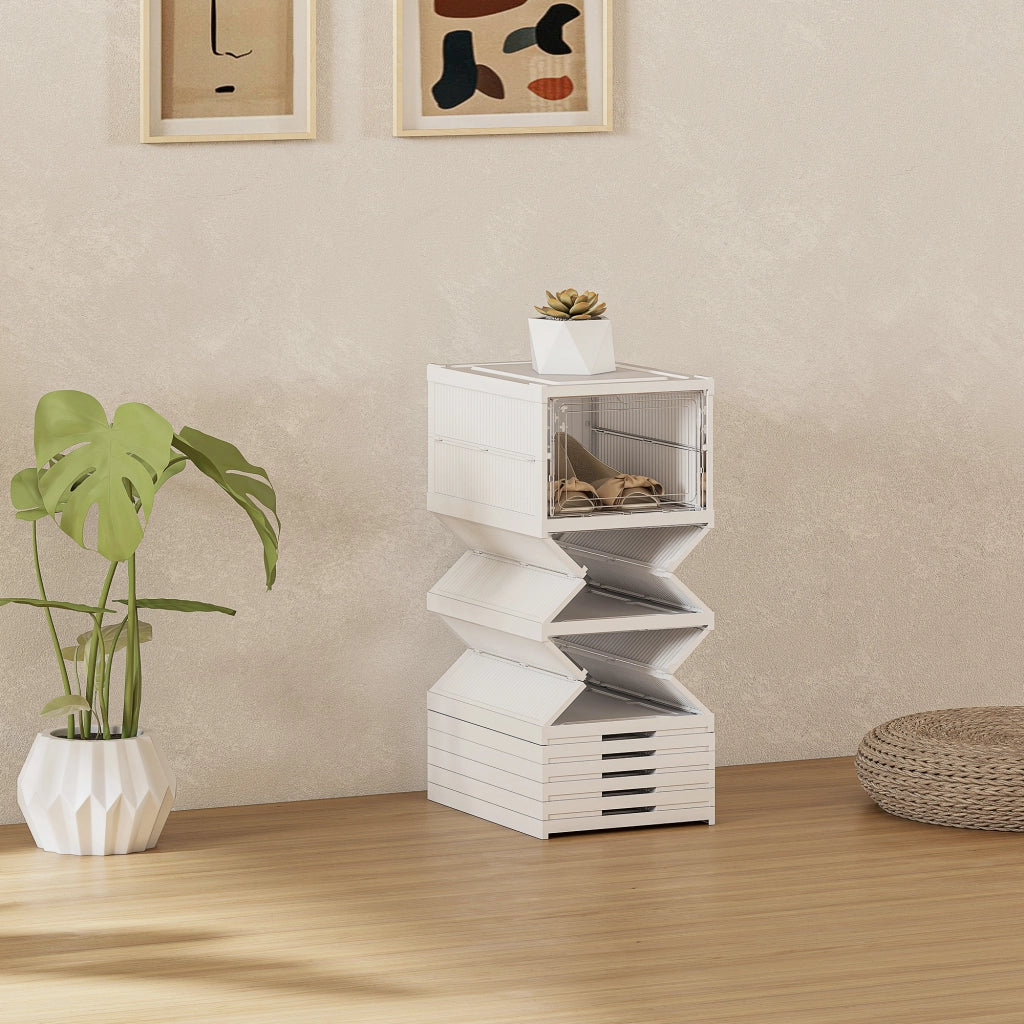 Scatola Portascarpe Impilabile Trasparente ¨C Xylo ¨C 8 Pezzi Pieghevole Bianco