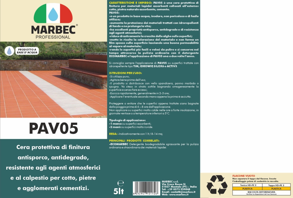 Cera pavimento esterno PAV05   5LTx4Pz