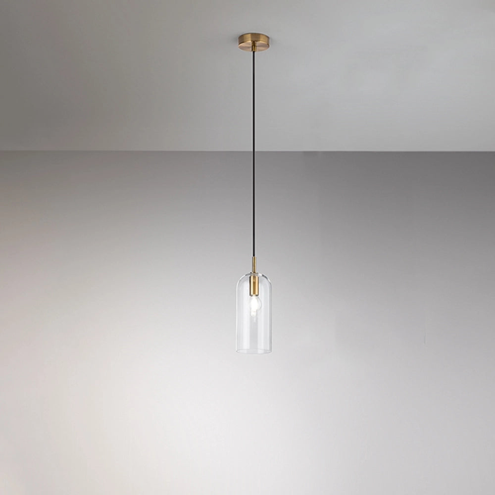 Sospensione Contemporanea Coro Metallo Oro Vetro Trasparente 1 Luce E14
