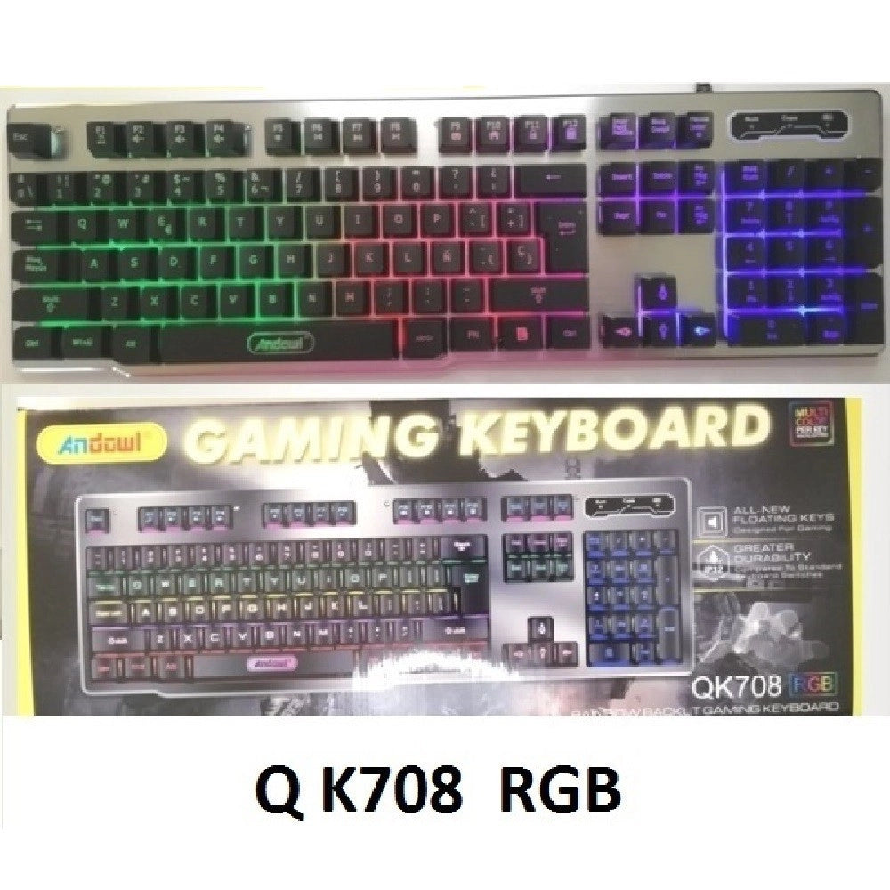 Trade Shop - Tastiera Gaming Da Gioco Cablata Retroilluminata Arcobaleno Rgb Luce Led Qk708 -