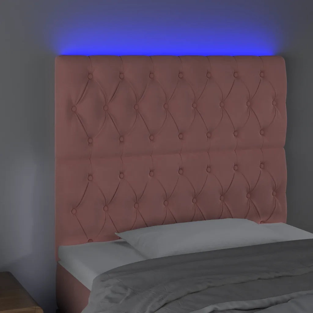 Testiera a LED-Testata con LED Rosa 100x7x118/128 cm in Velluto