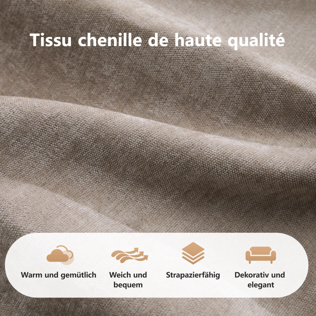 Divano modulare con schienale ergonomico e base antiscivolo in ciniglia, Tortora