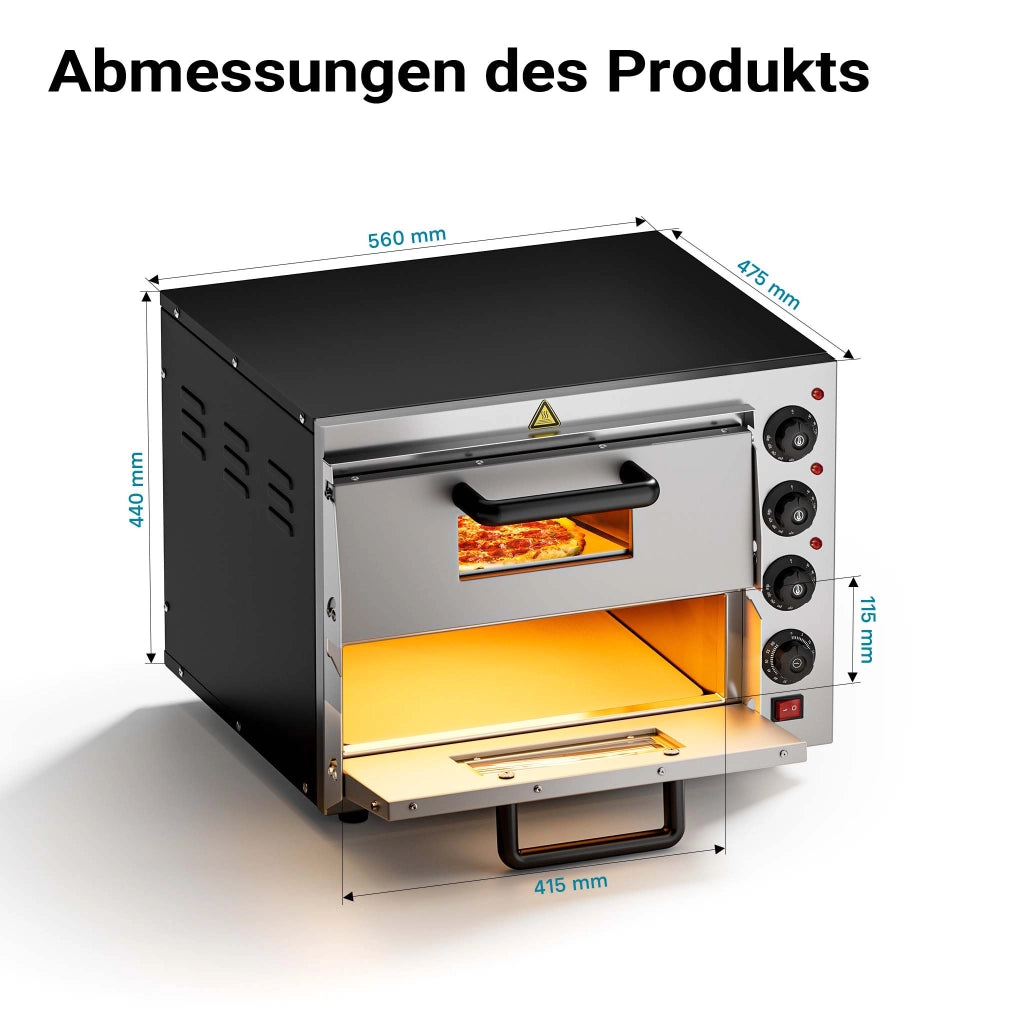 Forno pizza elettrico a 2 livelli, con pietra refrattaria in cordierite, 3000W, 350°C Fornetto pizza