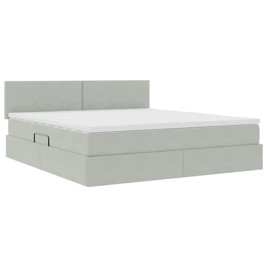 Letto con Contenitore Grigio chiaro 180 x 200 cm Velluto