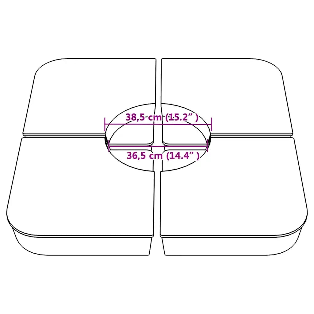Set Base per Ombrellone 4 pz con Supporto a Croce 100 kg PP 847444