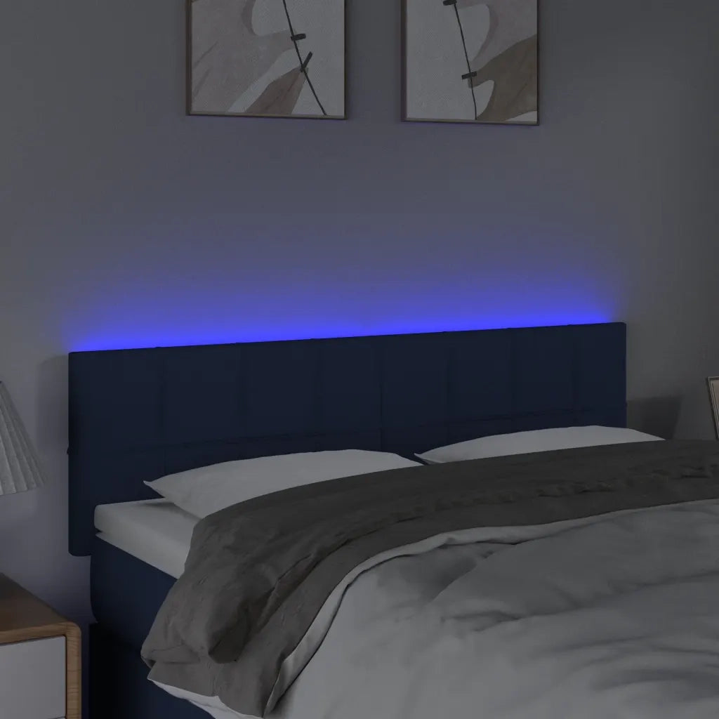 Testiera | Testata a LED Blu 144x5x78/88 cm in Tessuto