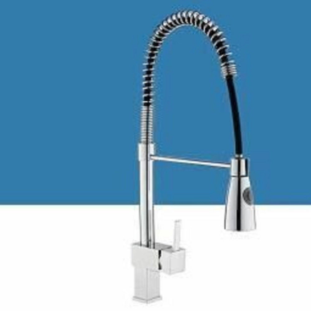 Trade Shop - Miscelatore Rubinetto Lavello Cucina Getto Lavabo Design Quadrato Doccetta 59592 -
