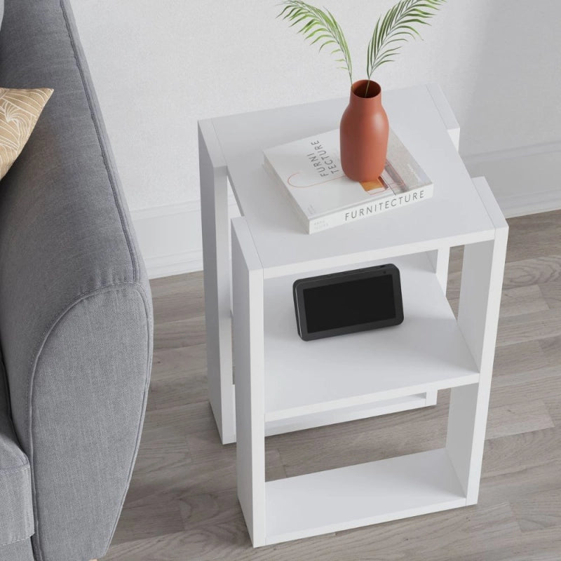 Tavolino comodino Lonie colore bianco
