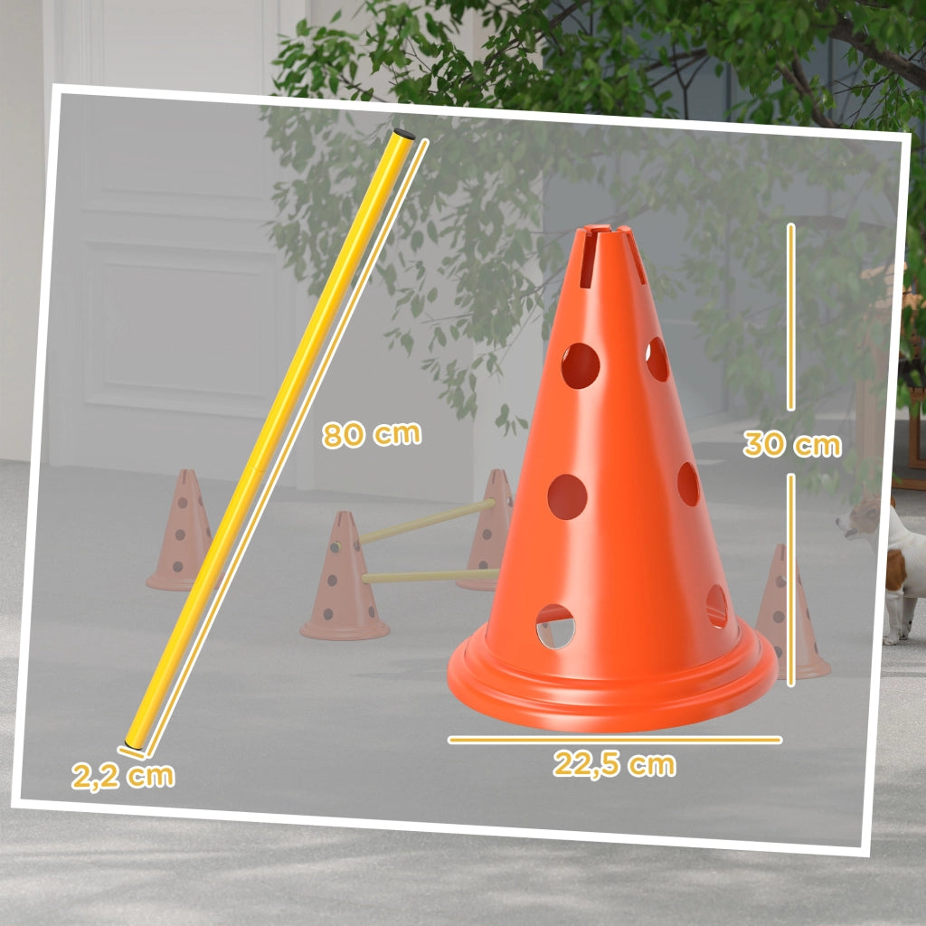 Set Agility 3 Pezzi per Cani ¨C Minimal ¨C Con 6 Coni e 3 Ostacoli in Tasca