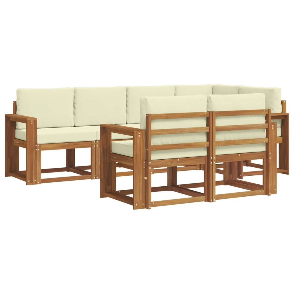 Set di divani da esterno con cuscino 7 pcs Naturale e Crema 3366538