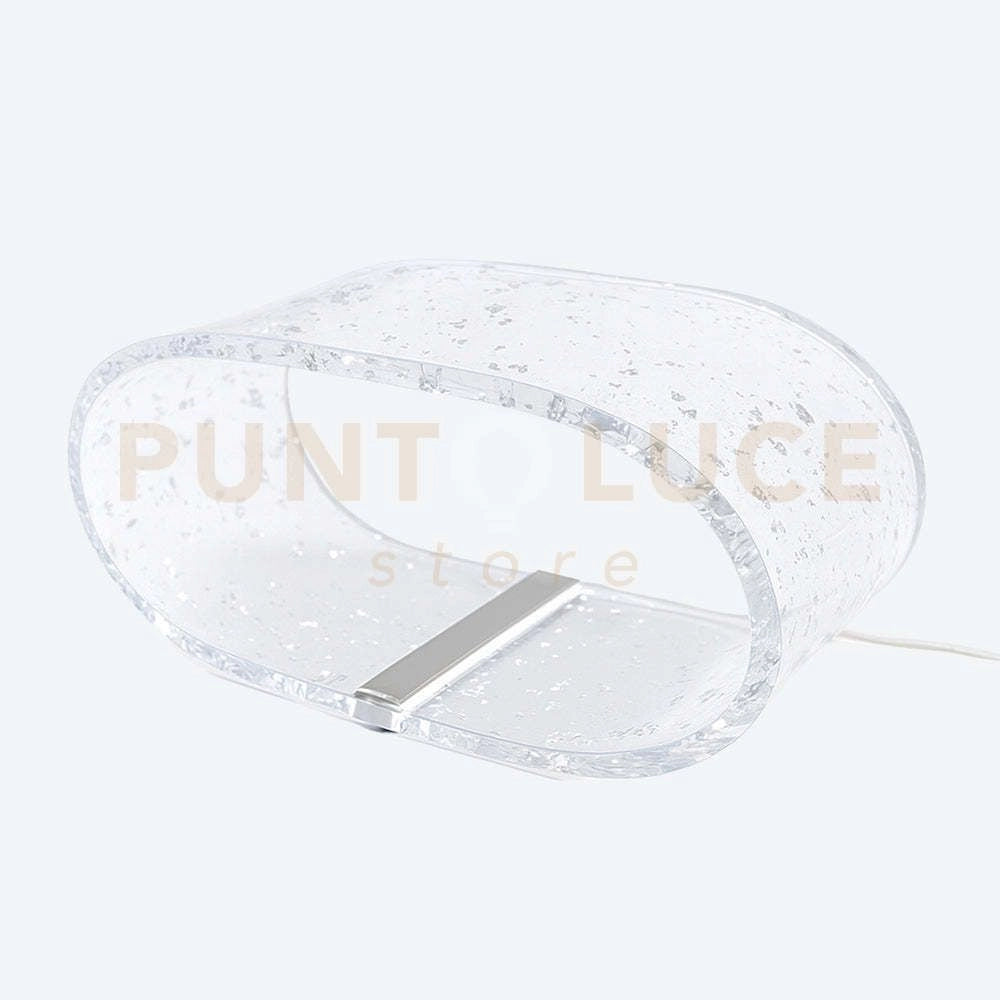 LAMPADA GRANDE FUTURE IN CRISTALLO ACRILICO TRASPARENTE E ARGENTO LED 4200°K / 24 Volt - 12 W/Mt