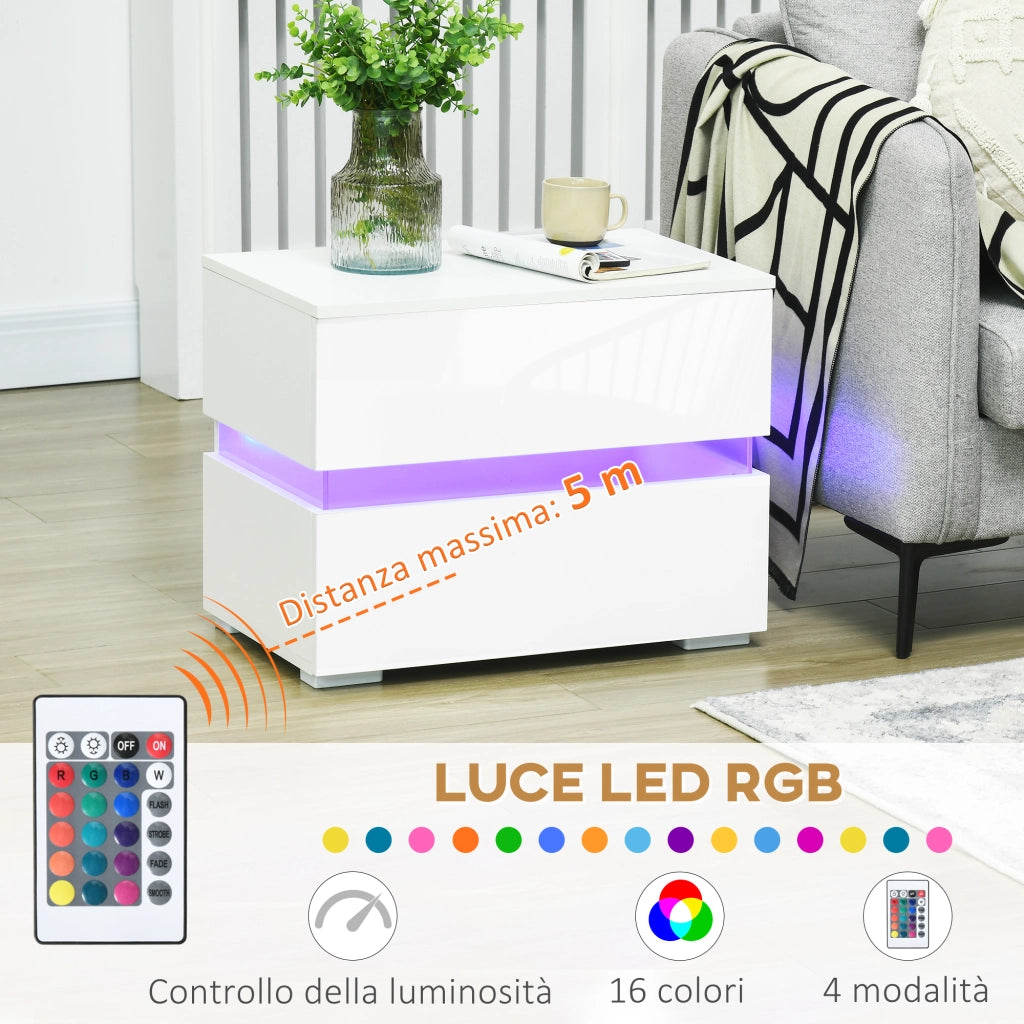 Comodino con luce LED ¨C zephmum ¨C Bianco 60x39x47