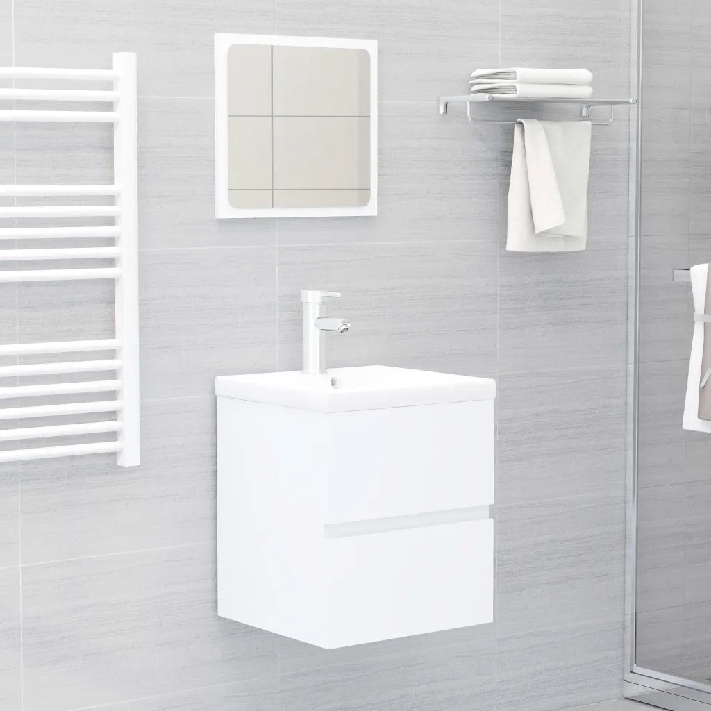Mobile con Lavabo Integrato Bianco in Legno Multistrato 3071621