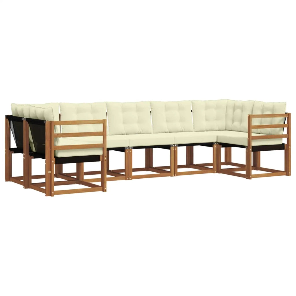 Set di divani da esterno con cuscino 7 pcs Naturale e Crema 3369013