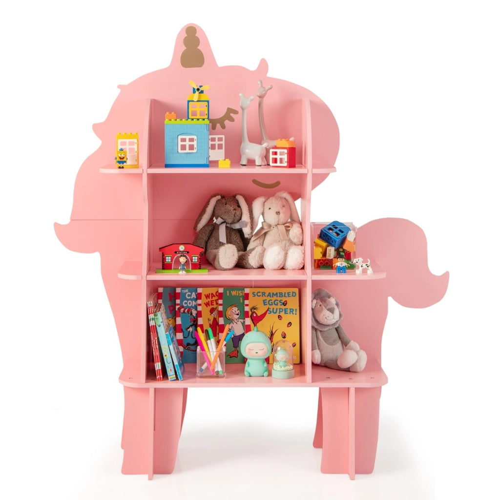 Libreria in legno per stanza dei bambini, Organizzatore di archiviazione giocattoli adorabile per sala giochi Rosa