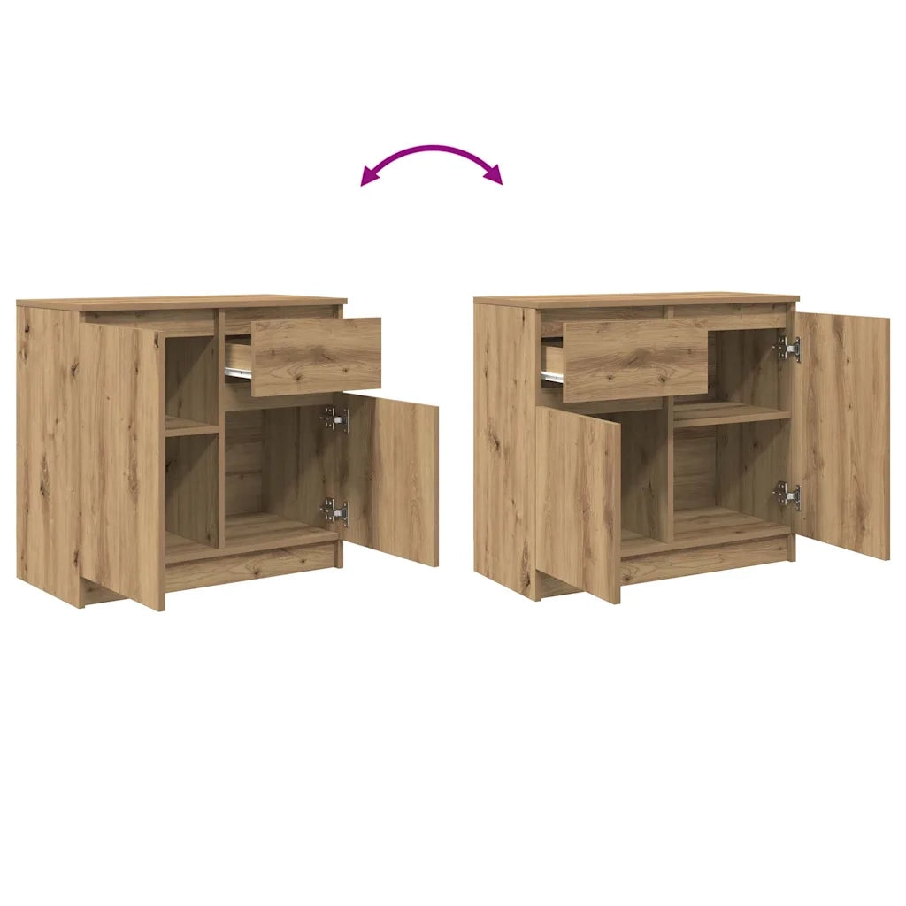 Credenza con Cassetto-Buffet-Armadio da cucina Rovere Artigianale 71x35x65 cm Truciolato 885992