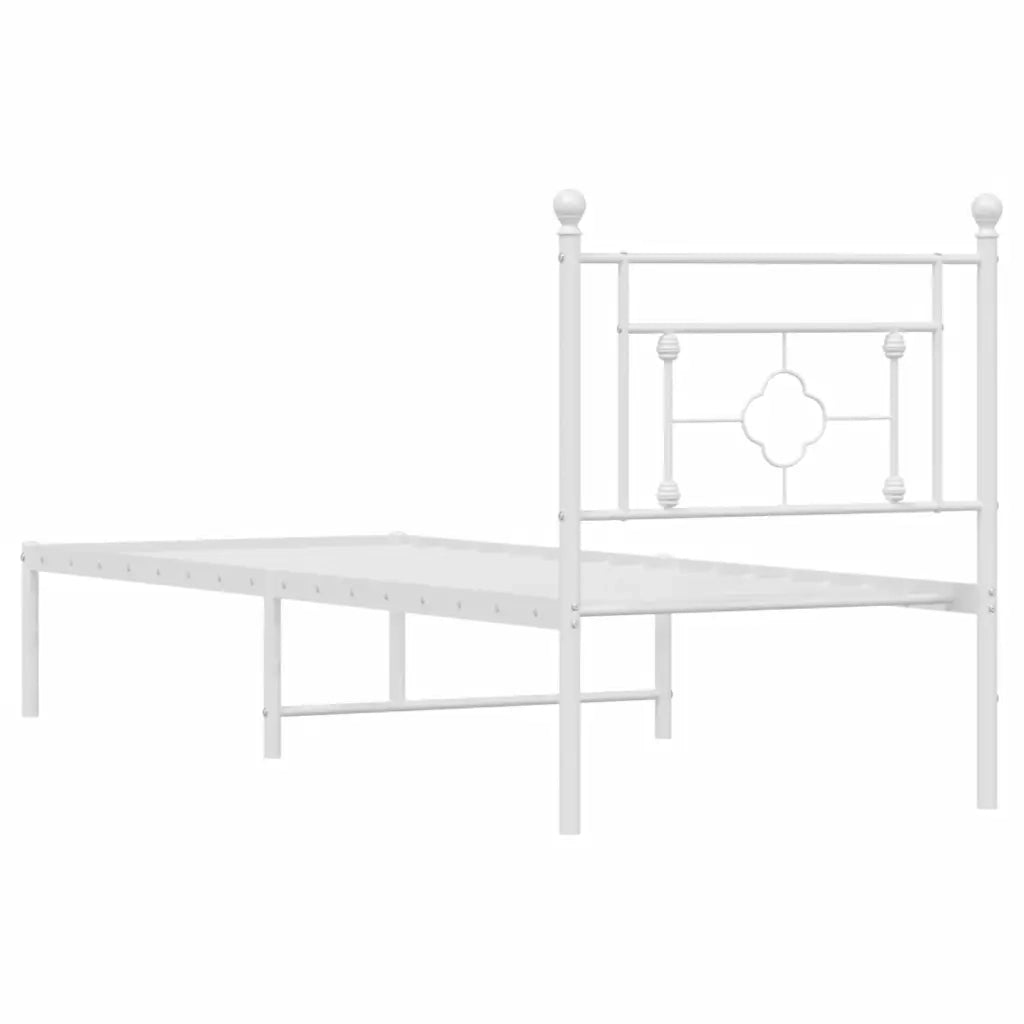 Letto singolo | Letto per adulti | Giroletto senza Materaso con Testiera Metallo Bianco 75x190 cm