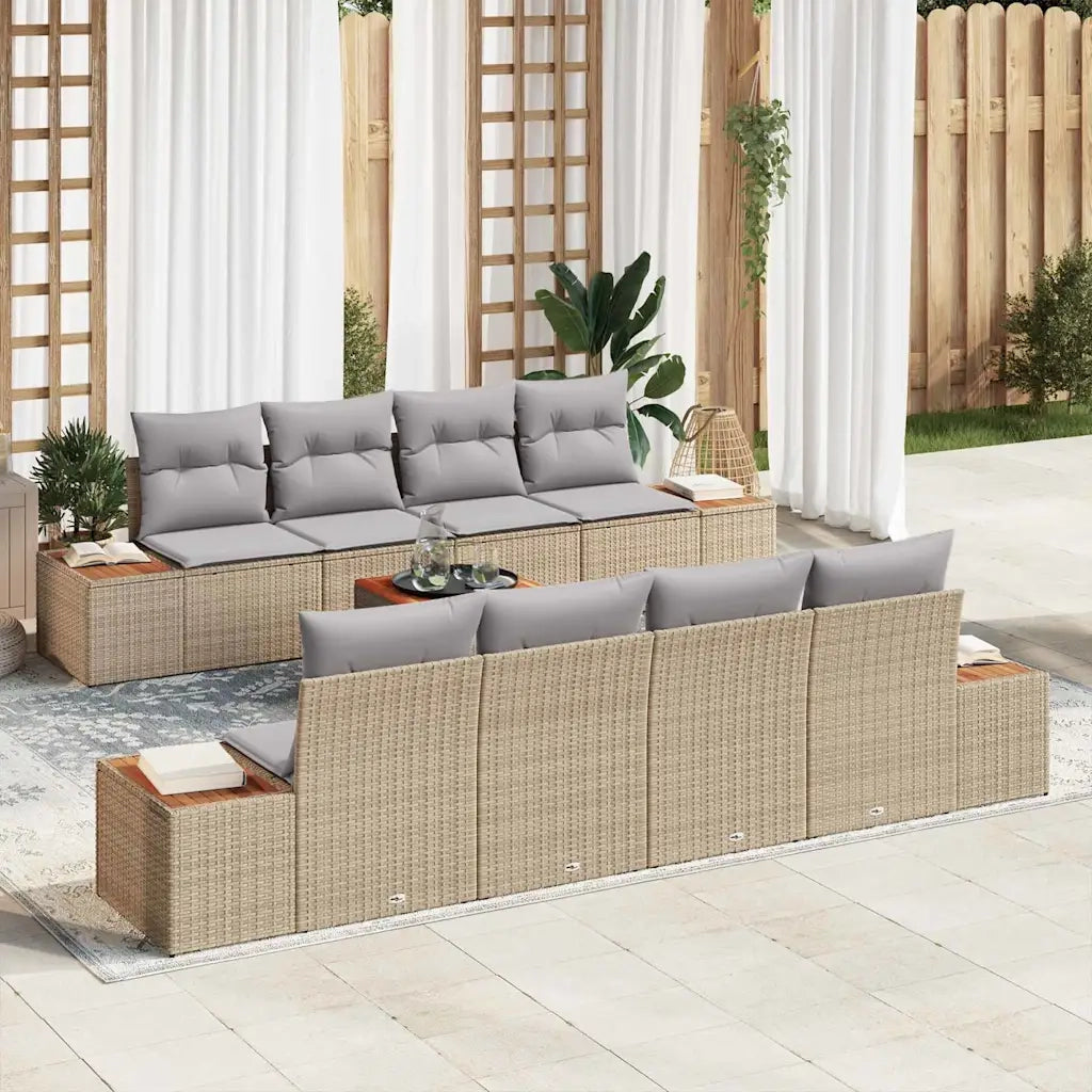 Set Divano da Giardino 9 pcs Beige Poly Rattan 3356720