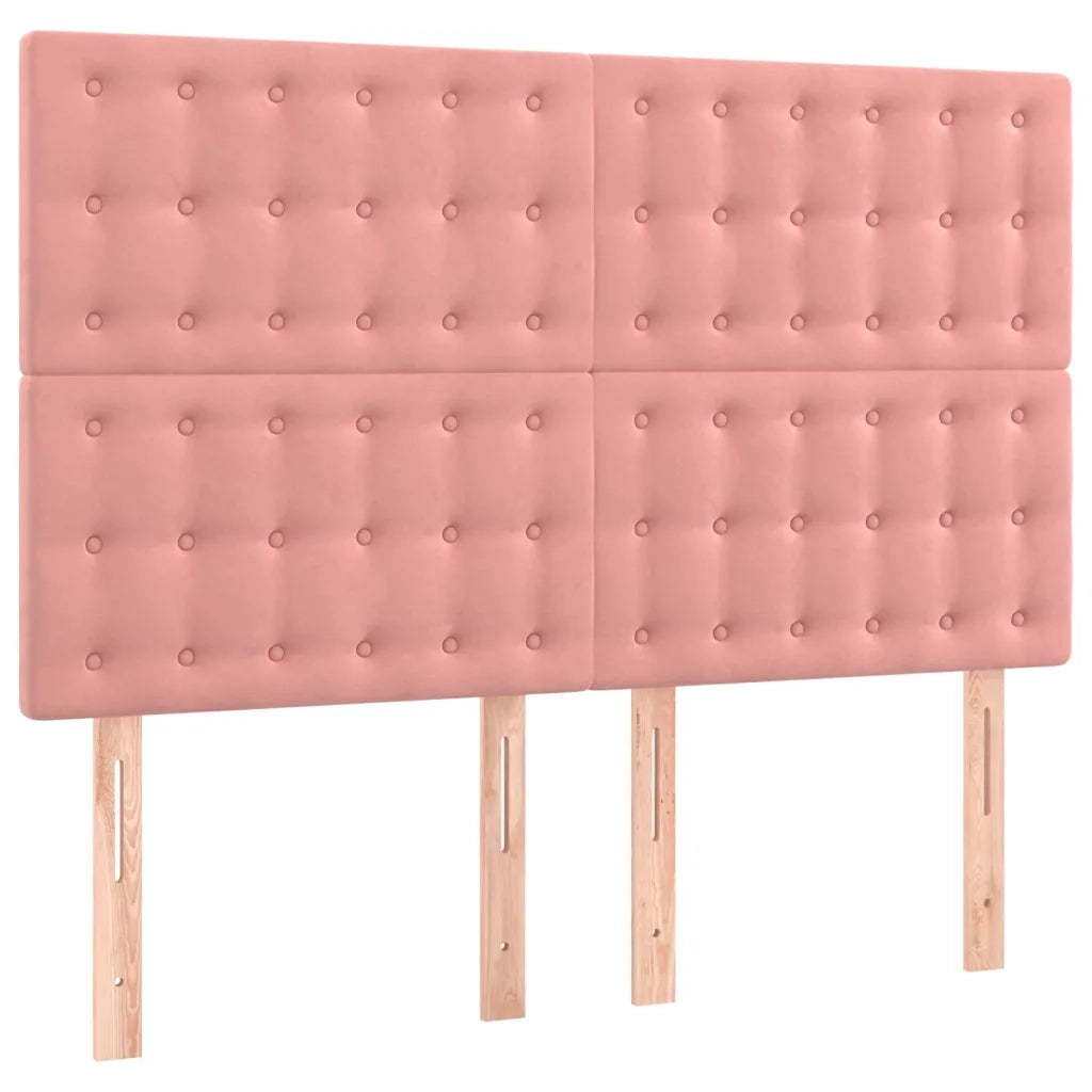 Letto a Molle con Materasso e LED Rosa 140x190 cm in Velluto