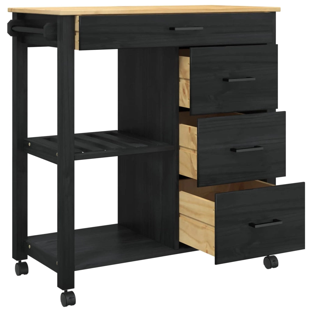 Carrello da Cucina MONZA Nero 84 x 40 x 88,5 cm 42027043