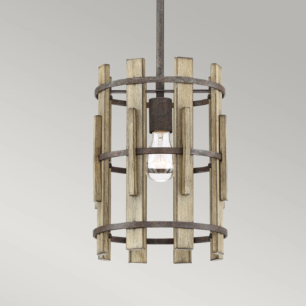 Lampada a sospensione Wood Hollow nera E27 100W Quoizel