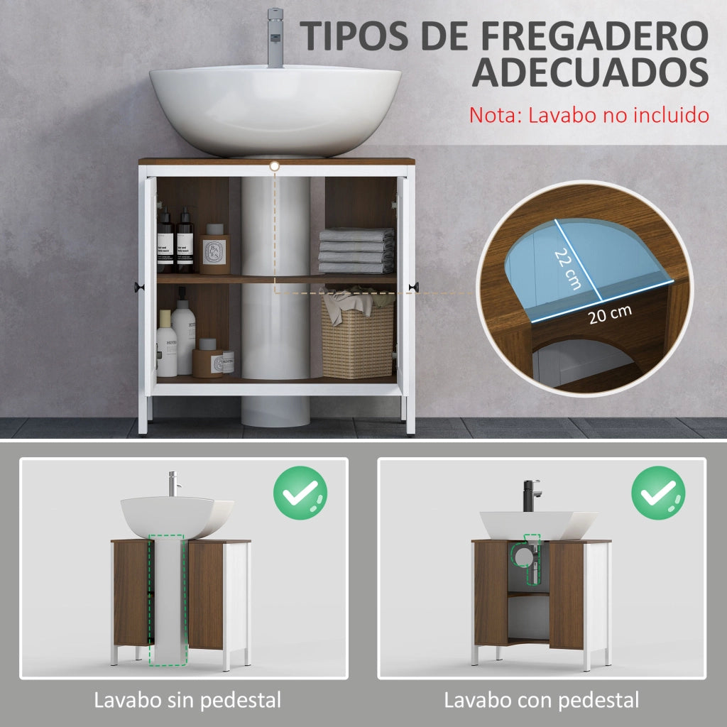 Mobile sottolavabo con 2 ante e ripiano regolabile ¨C Xylo ¨C Bianco 60x30x60 cm