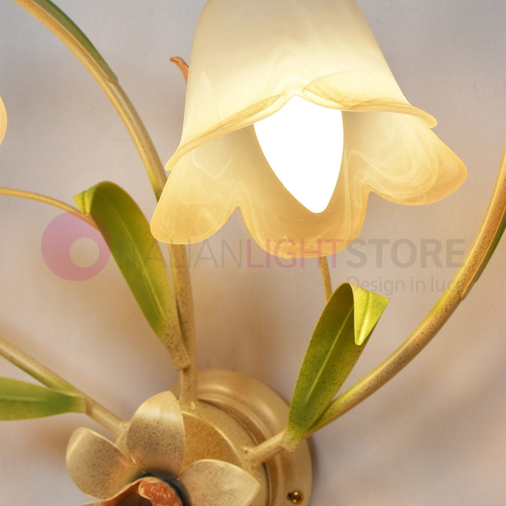 FLORA Plafoniera a 5 Luci in Ferro Decorato Stile Floreale