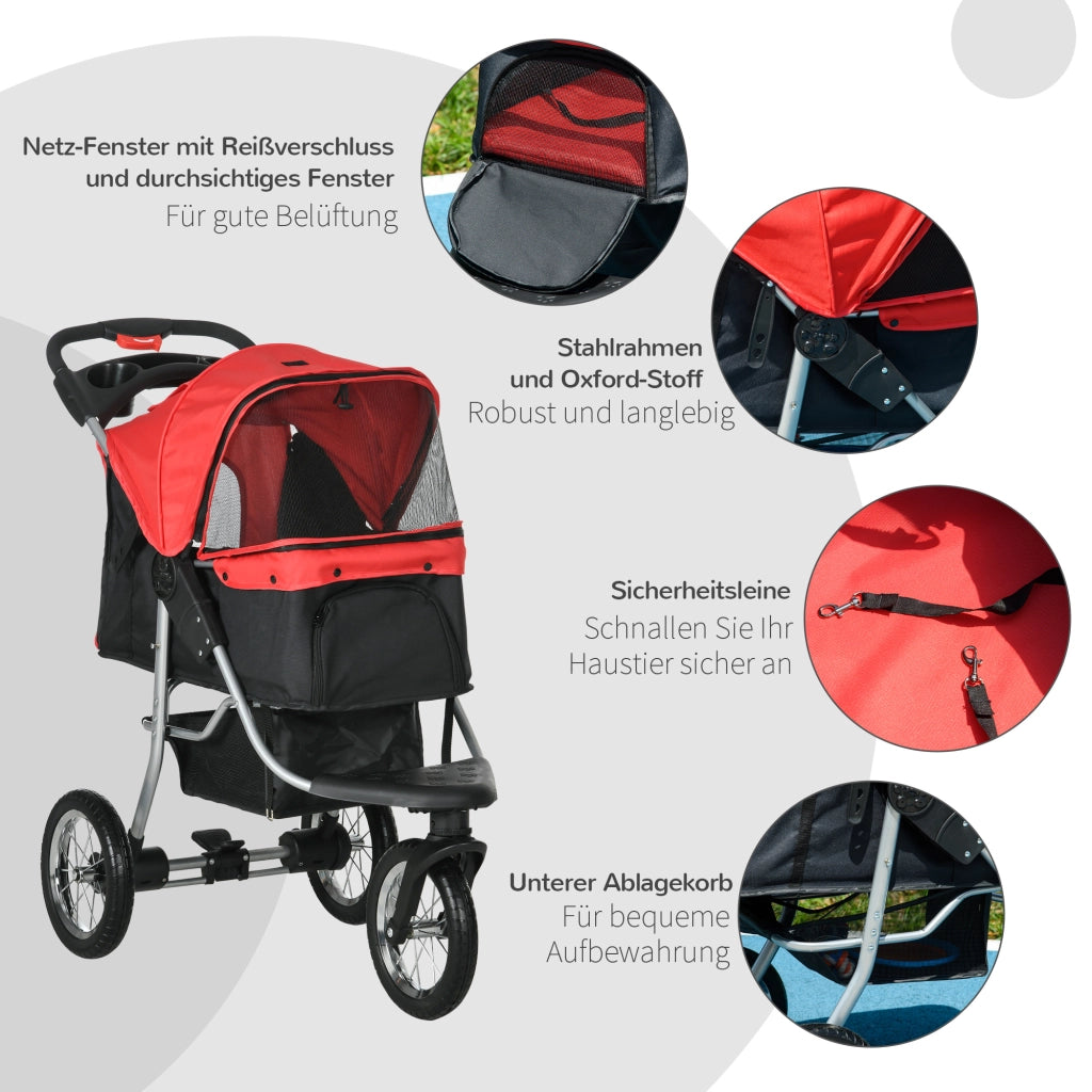 Carrello per animali domestici pieghevole ¨C Minimal ¨C Rosso