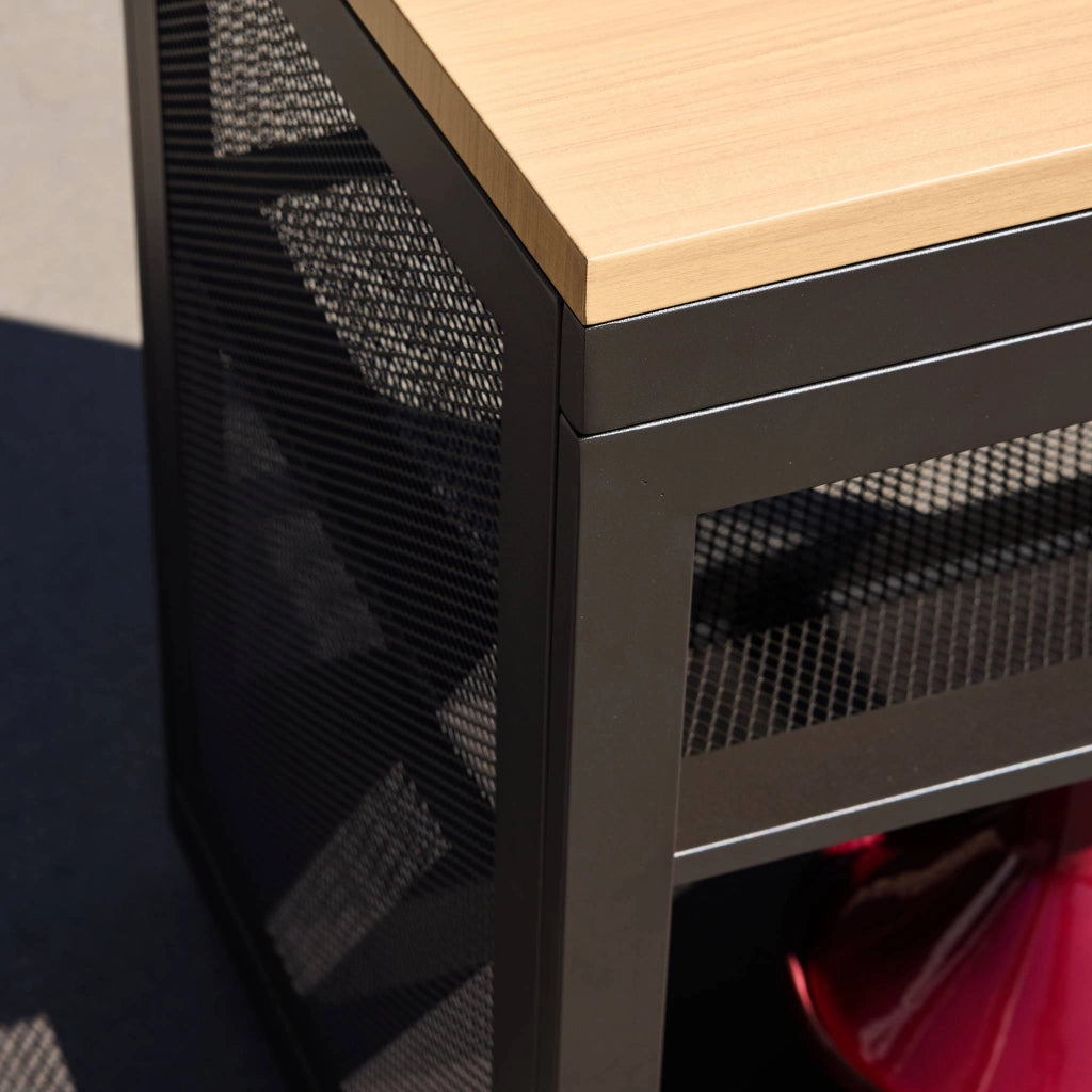 Cucina esterna acciaio e decorazione legno 1 ripiano, 80cm, nero