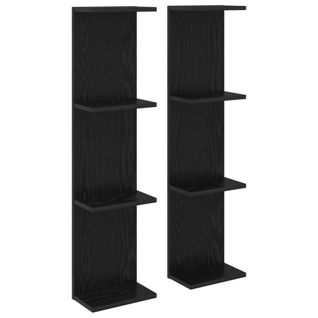 Scaffale da parete 2 pz Rovere Nero 22 x 15 x 100 cm 8012439