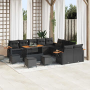 Set Divano da Giardino con cuscino 18 pcs Nero polyrattan 3365189