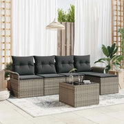 Divano da esterno con cuscino 6 pcs Grigio polyrattan 3345329