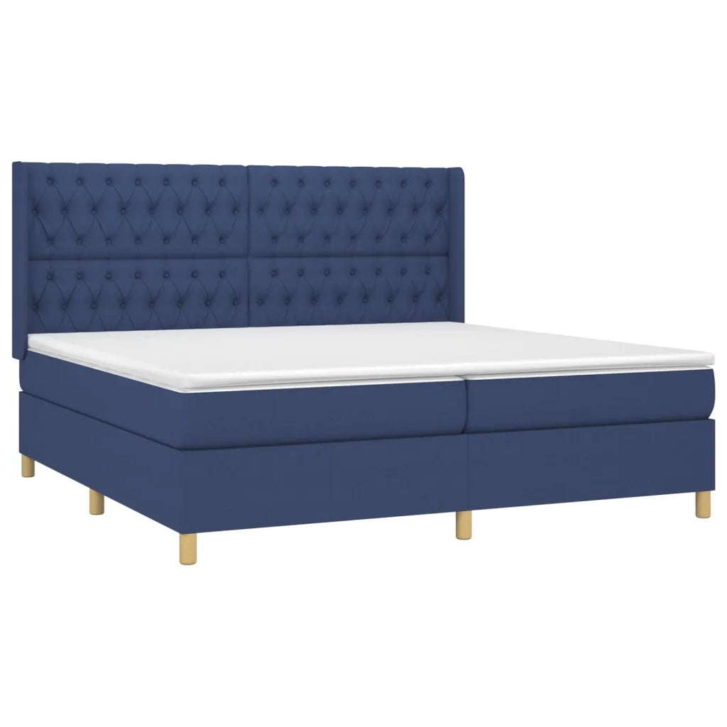 Giroletto a Molle con Materasso Blu 200x200 cm in Tessuto 3132263