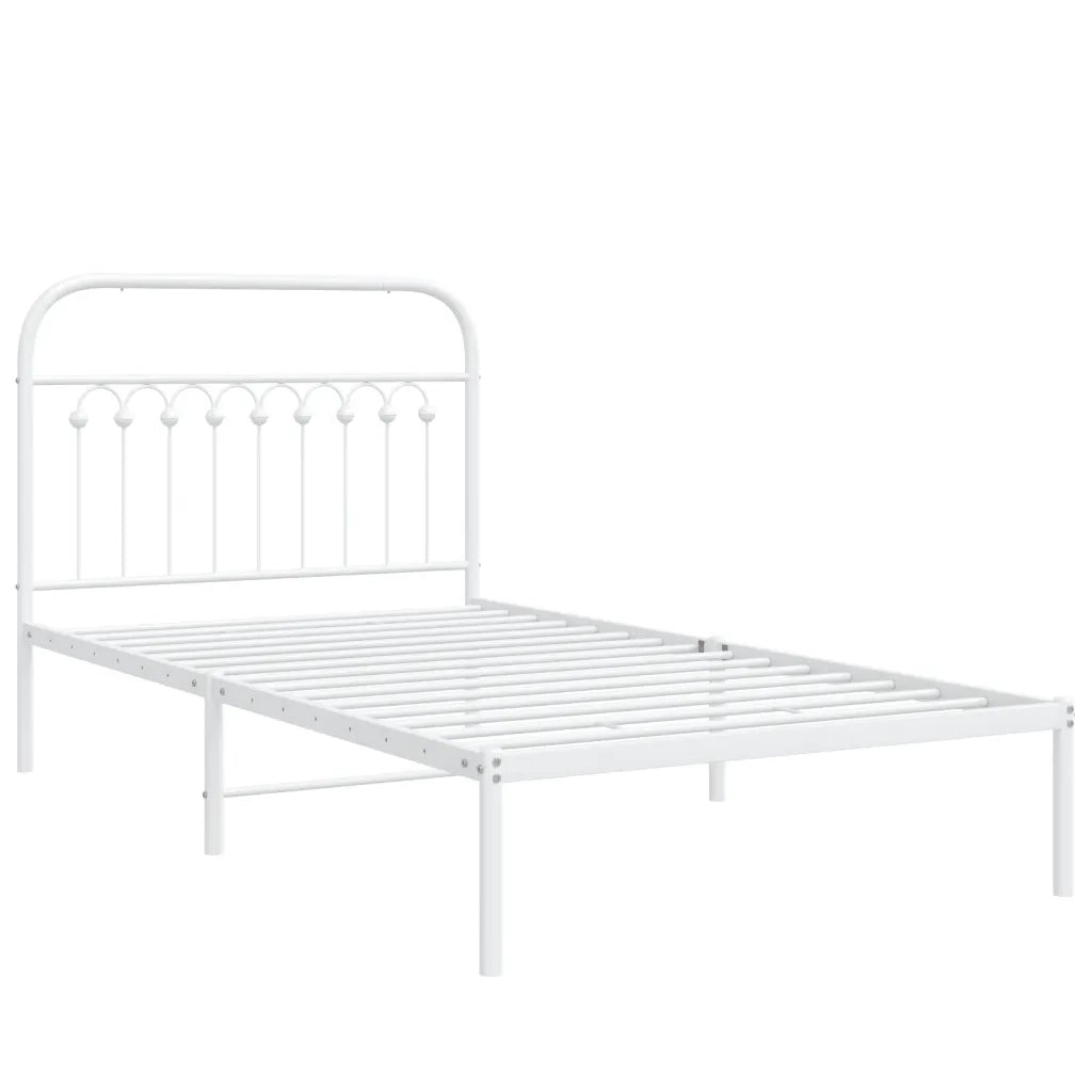 Giroletto con Testiera Metallo Bianco 100x200 cm 376644