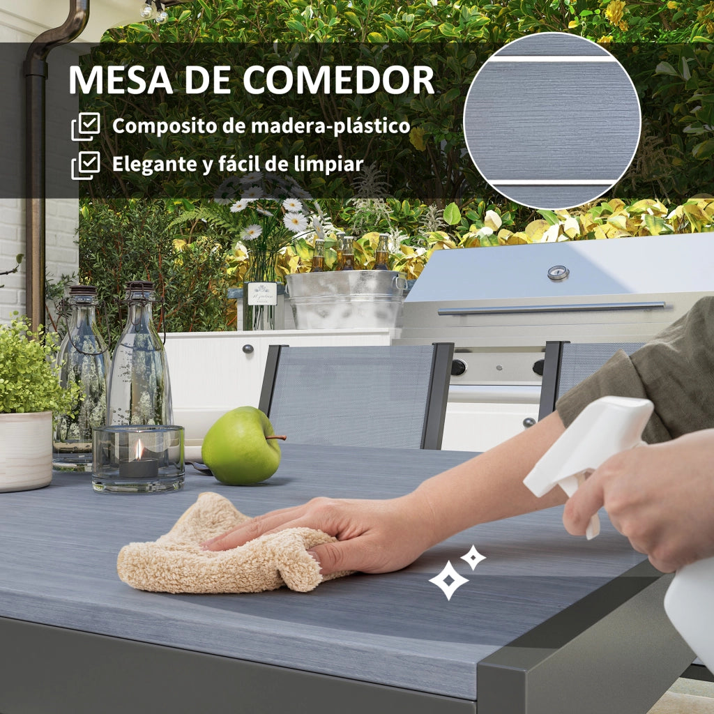 Set Tavolo e Sedie da Giardino ¨C Minimal ¨C Grigio, Acciaio, 4 Pezzi