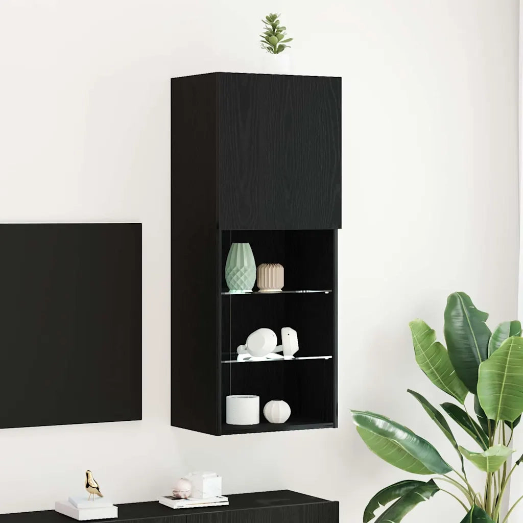 Set mobile TV Rovere Nero 40,5 x 30 x 102 cm Legno multistrato 863089